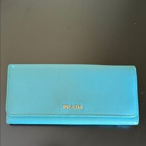 Prada Saffiano Teal Women's Wallet